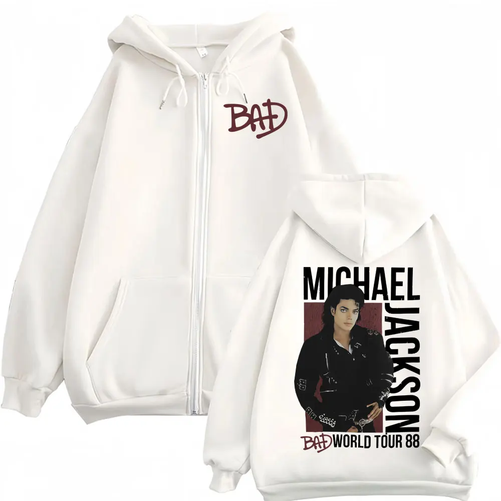 Michael Jackson King of Pop Bad World Tour Zipper Hoodies Men