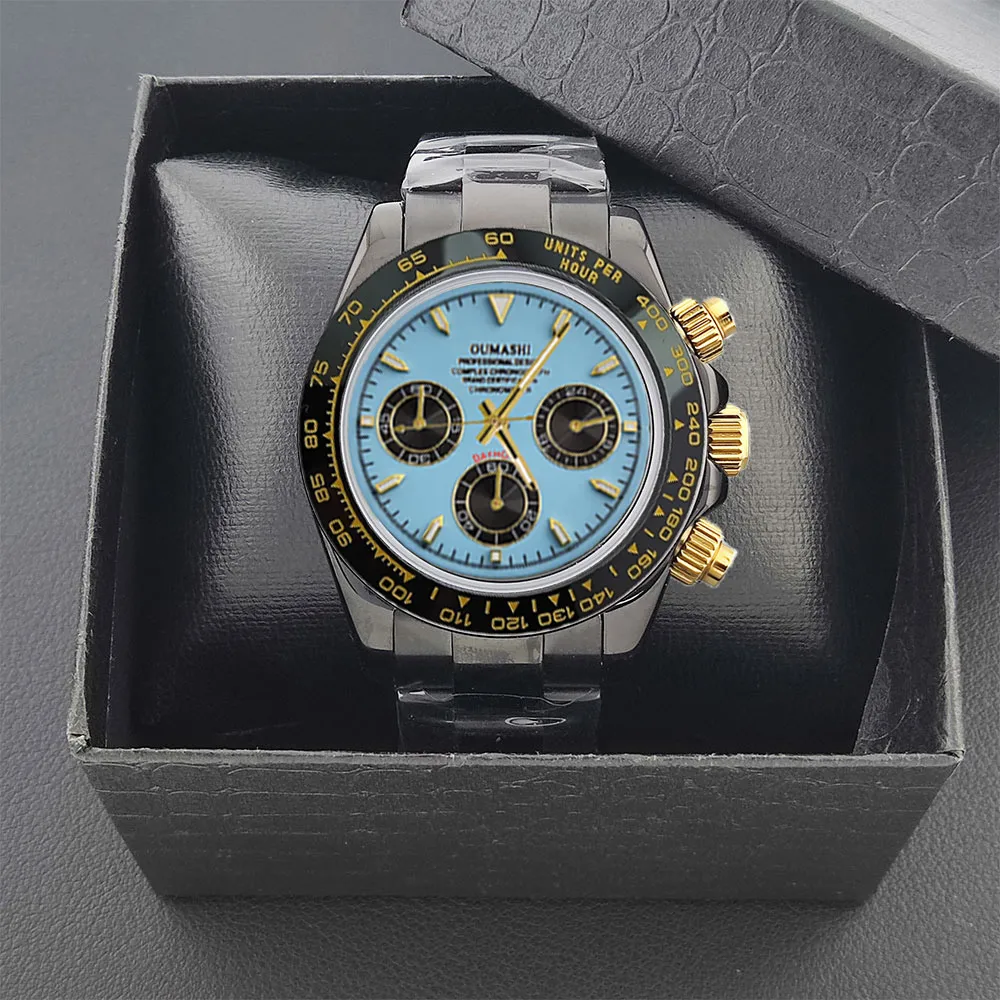 럭셔리 스포츠 VK63 쿼츠 시계 사파이어 글라스 316L 스테인리스 스틸 방수 남성용 커스텀 시계 (VK63 무브먼트 탑재)