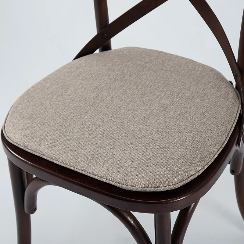 Simple fabric chair cushion cotton and linen meal chair cushion strap non-slip breathable office seat cushion removable