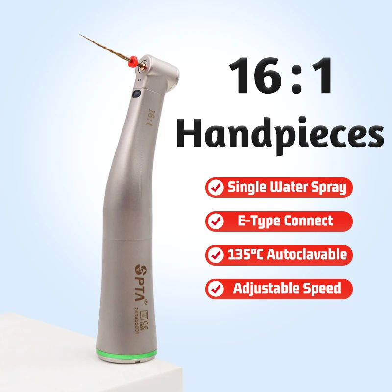 

16:1 Reduction Dental Low Speed Kit Surgical Air Turbine Handpiece Illumination Endodontic Push button Fiber Optic Contra Angle