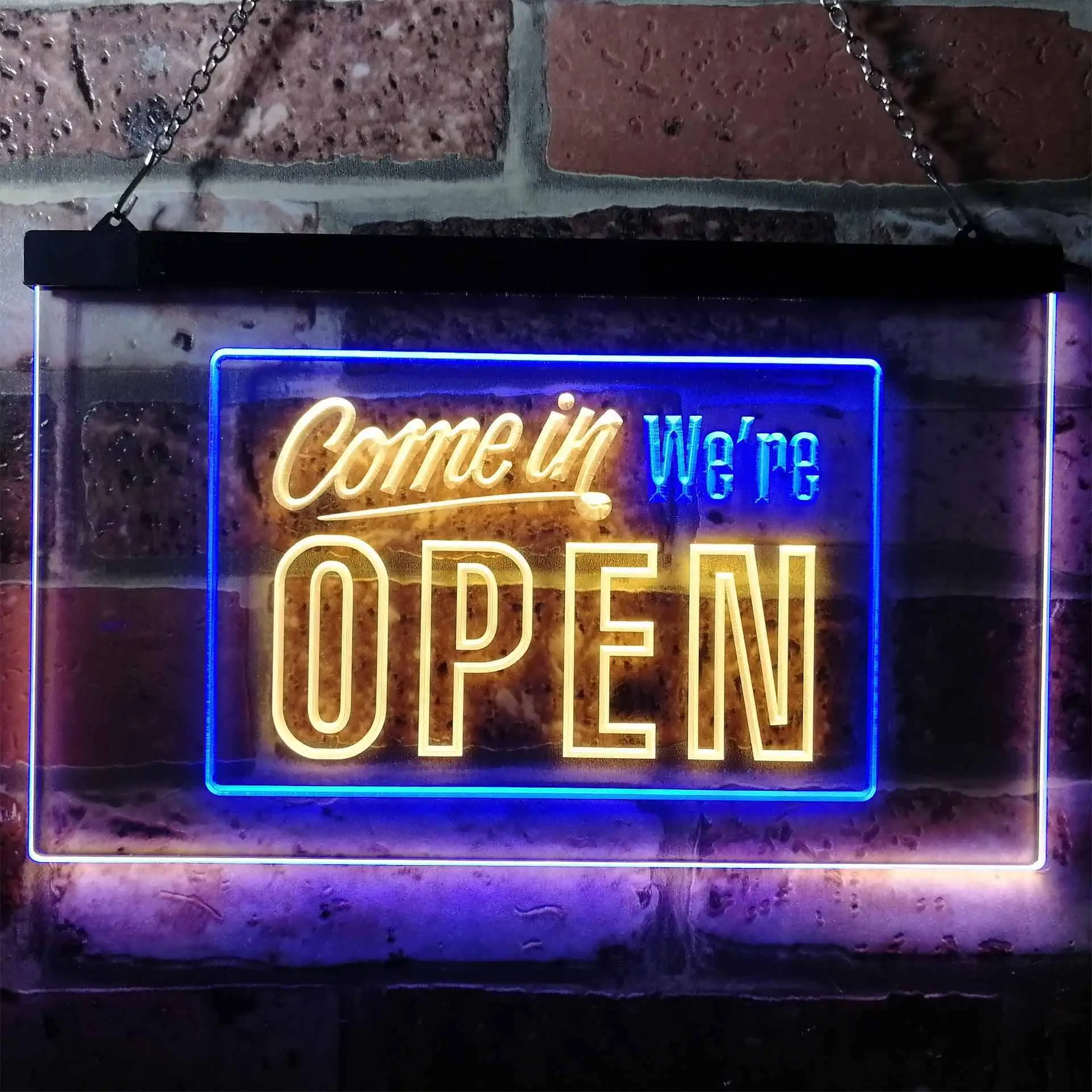 Come in We're Open Welcome Plaque Dual Color Led Neon Sign st6-i0001