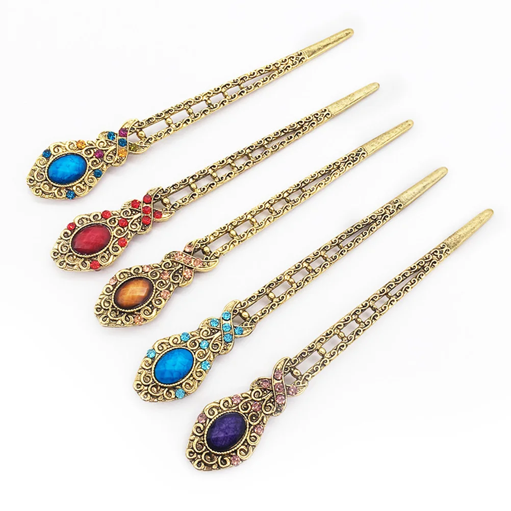 

5pcs Retro Hairpins Vintage Hair Forks Women Sticks Classical Clips Ladies Accessories Graceful Hairstyle DIY Gift Elegant