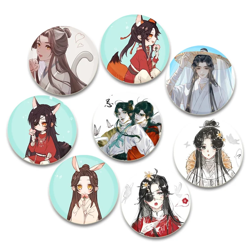 

Anime Heaven Official's Blessing Brooch Cartoon Figure Xie Lian Hua Cheng Lapel Pin Round Handmade Display Badge Jewelry