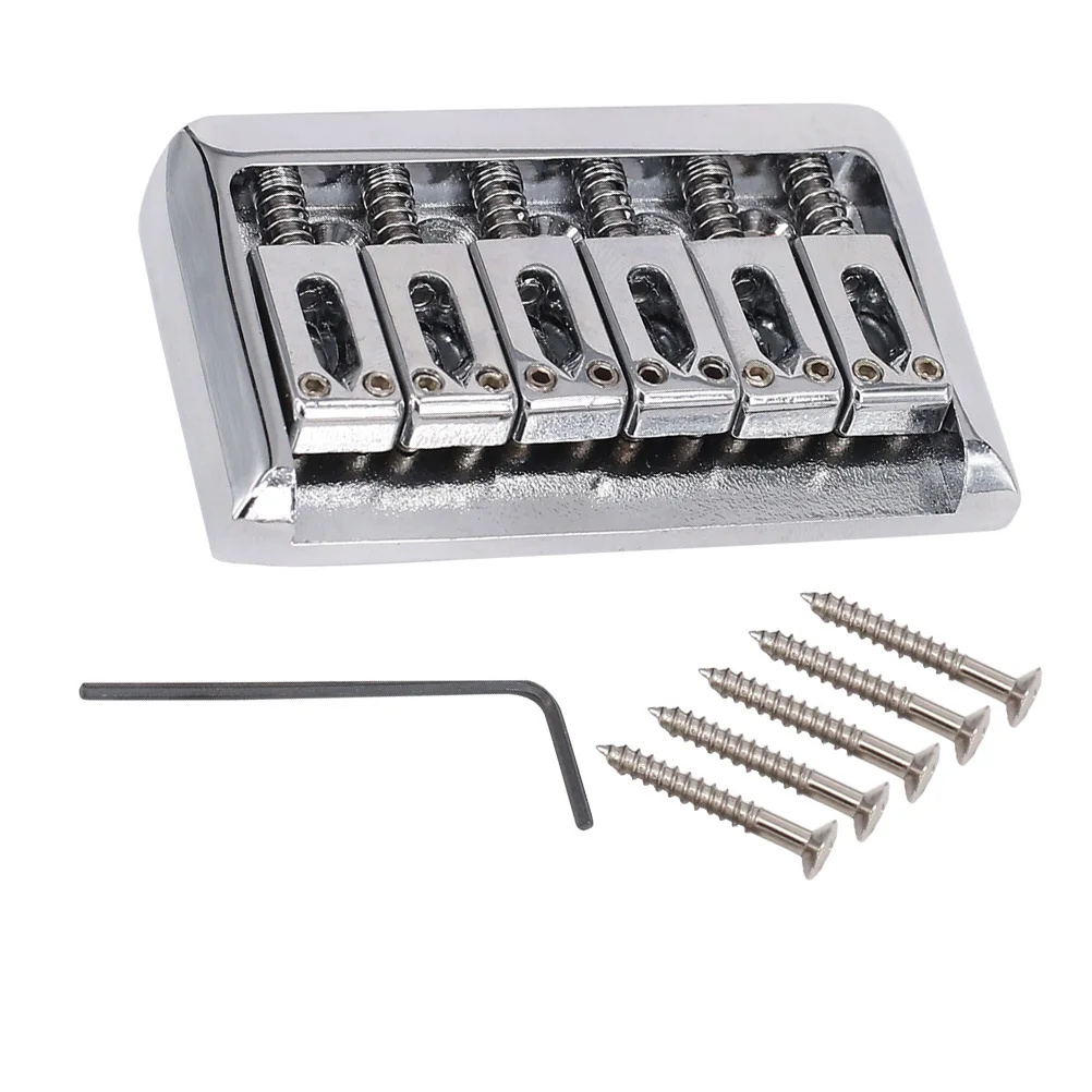 

65mm Steel Electric Guitar Bridge Plate Fixed Saddle Top Loading Adjustable Bridge Screw Wrench Guitar Parts Silver