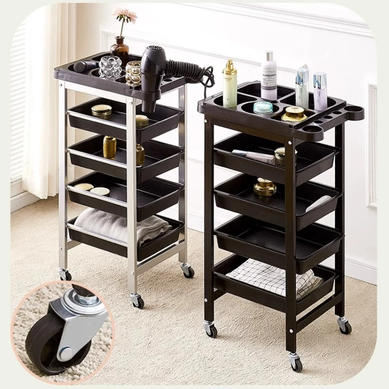 Professional Salon Rolling Cart Multi-Layer Hair Styling Tool Trolley Beauty Salon Mobile Utility Cart Heavy Duty Storage Racks