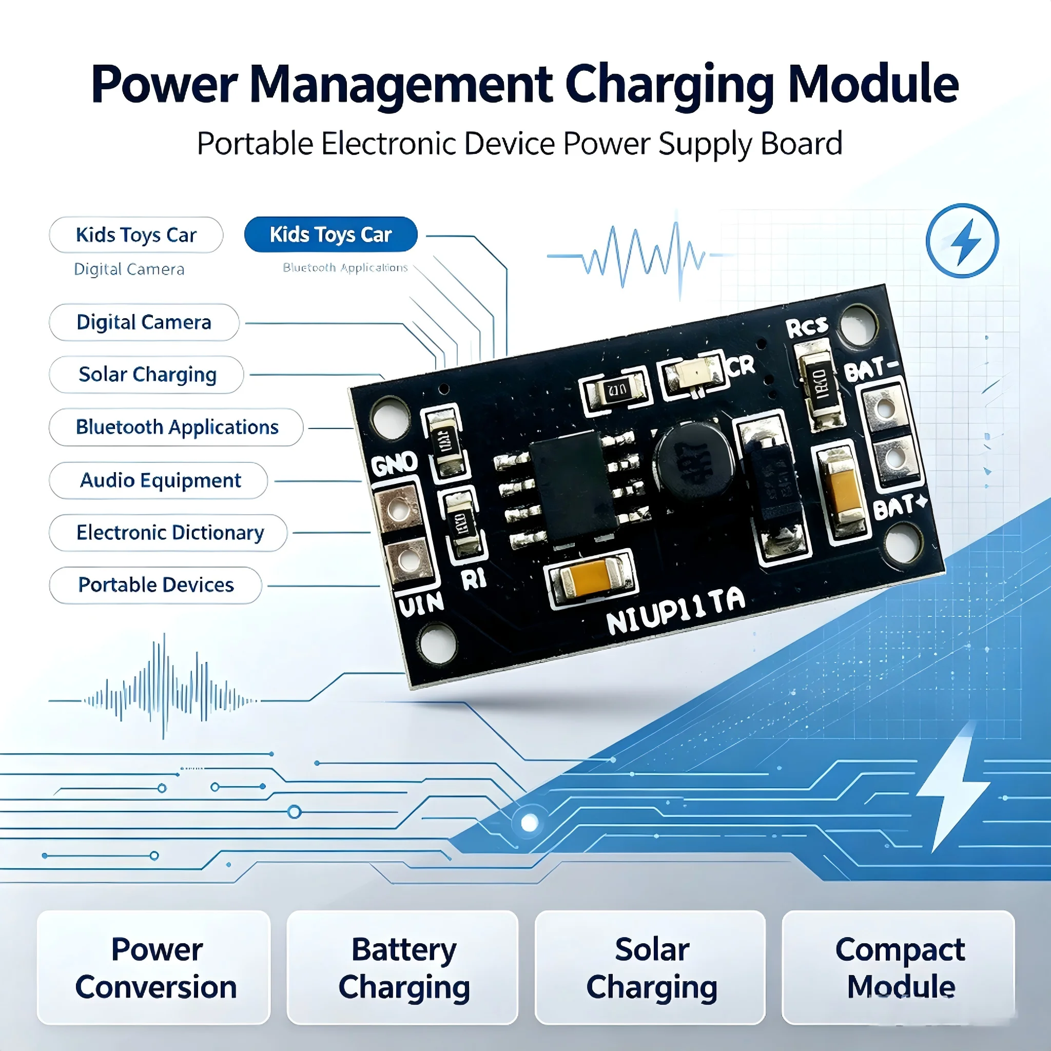 NIUP11TA 1-8S Smart NiMH/NiCd Battery Charger Board 1.2V-9.6V Multi-Cell Charging Module with Short Circuit & Zero-Volt Activa
