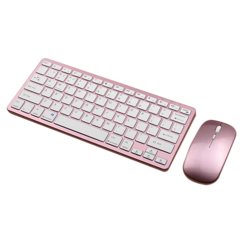 Wireless Bluetooth Keyboard Mouse Three Mode Keyboard Rechargeable Keyboard Mouse Support Tablet Laptop Computer Pink