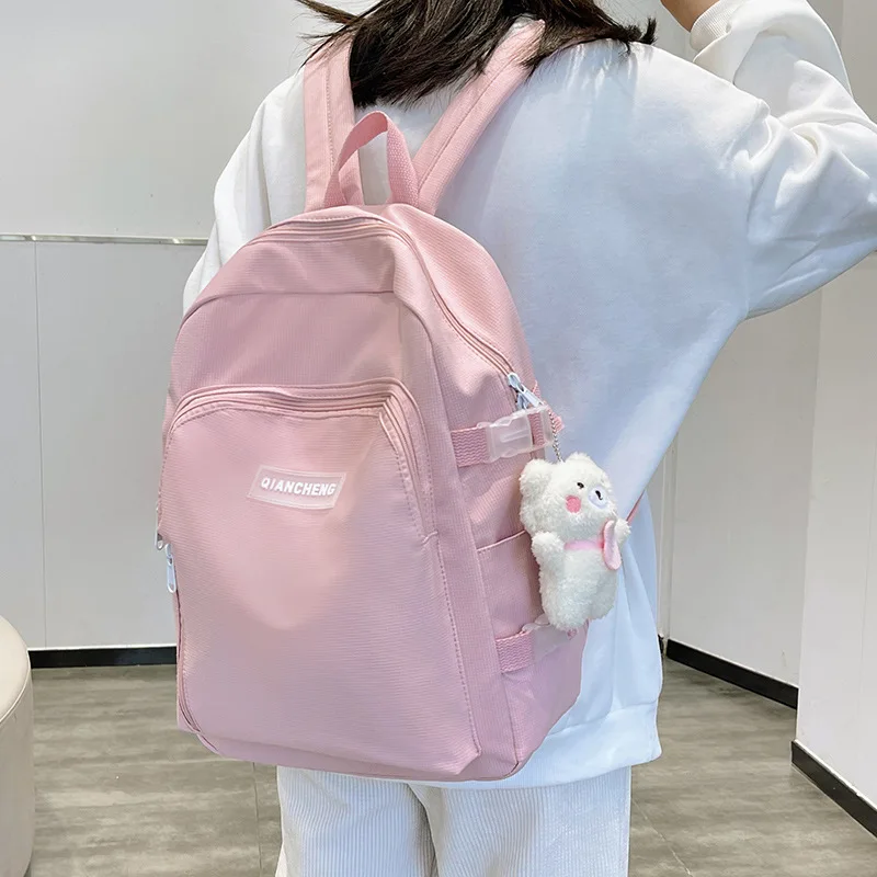 Mochila Simple de Color sólido para niños, bolso Escolar de ocio, deportes, gran capacidad, nuevo estilo