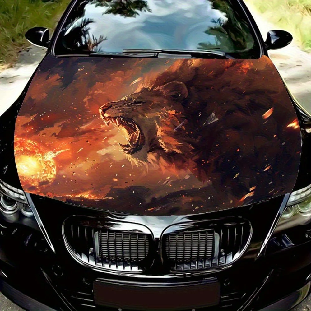 

Roaring Lion Car Vinyl Wraps, Engine Hood Decal Sticker, Splash-Resistant, Easy Removal, Durable Personalized Car Accessories, U