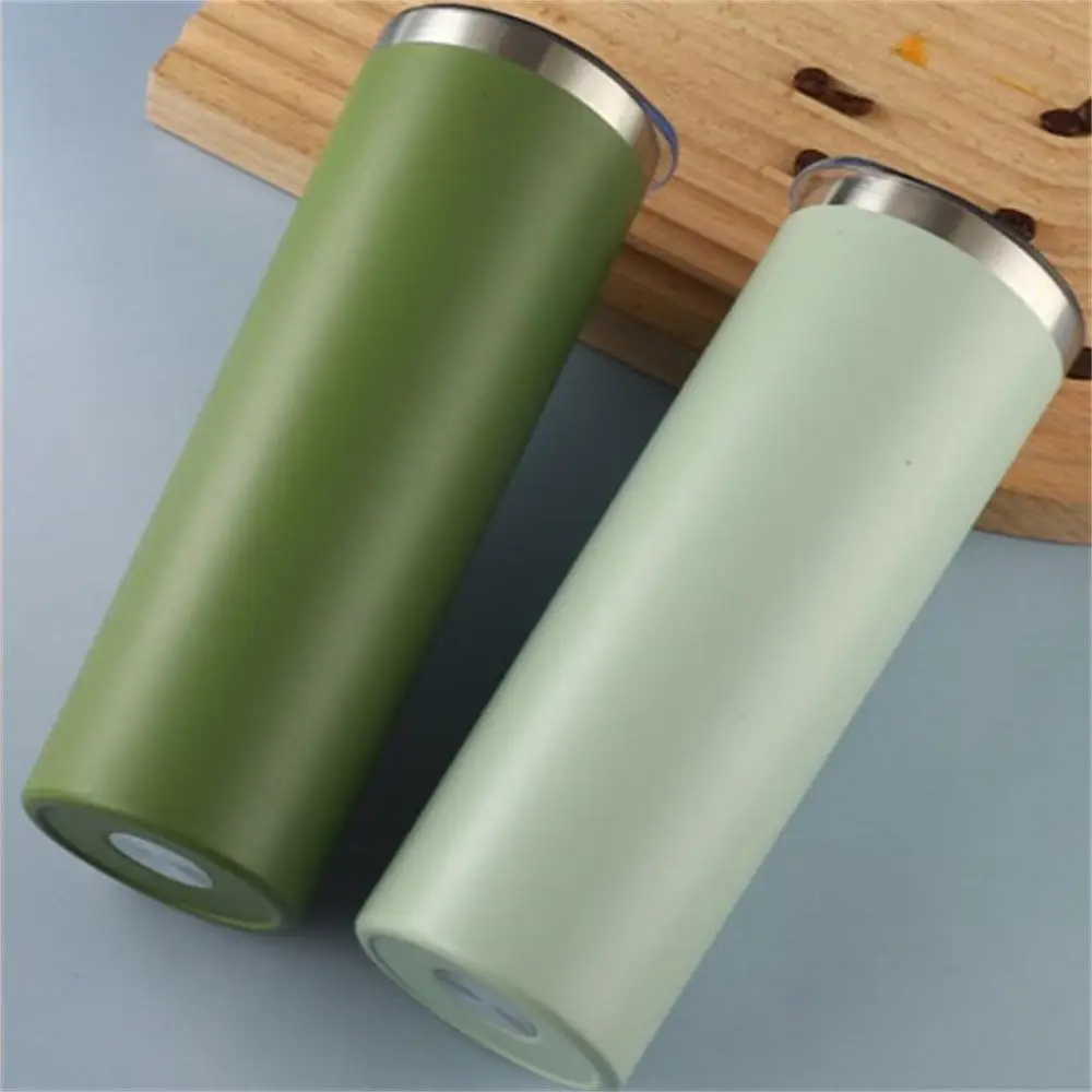 20oz Skinny Tumbler Stainless Steel Thermos Water Bottle With Straw Insulated Cup Sealed Lid Colored Vacuum Insulated Travel Mug