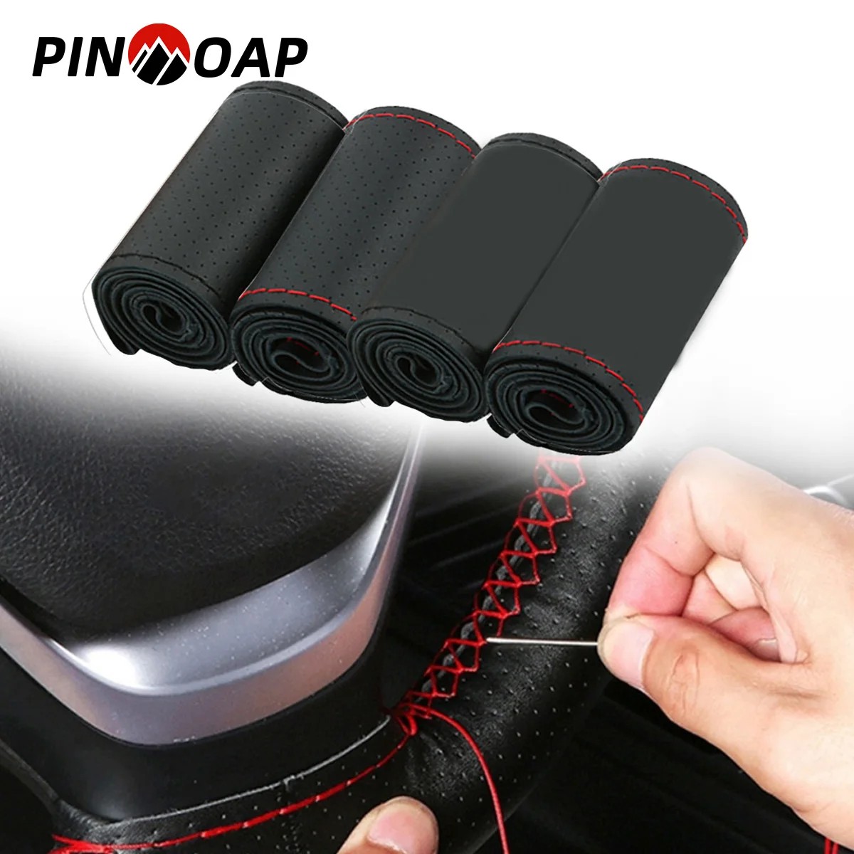 

Car Steering Wheel Protective Cover DIY Steering Wheel Cover PU Leather Steering Wheel Anti Slip Breathable Protective Cover