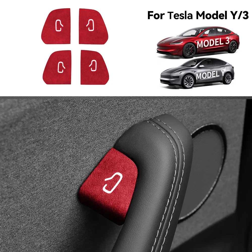 For Tesla New Model 3 Y Juniper Highland Car Open Door Button Stickers Armrest Window Lift Button Switch Interior Accessories