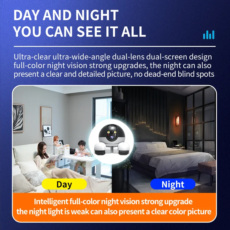 V360Pro APP 4MP Dual Lens Cat/Dog Playing Running IP Camera Full Color AI Humanoid Detection Home Security CCTV Baby Monitor