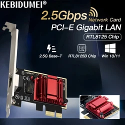 Adattatore di rete da 2,5G PIC-E a RJ45 RTL8125B Adattatore controller Lan Gigabit Ethernet 100/1000/2500Mbps per PC Win10/11