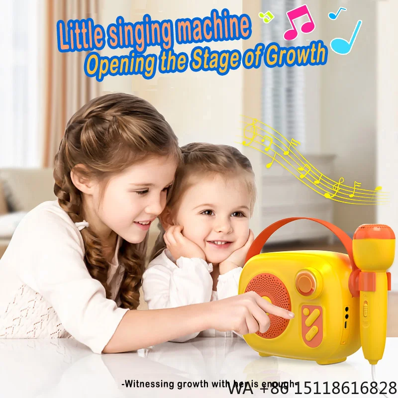 Hot Selling Karaoke BT Speakers OEM Colorful logo Singing Karaoke Machine Gift Set Speaker with Microphone Forkids