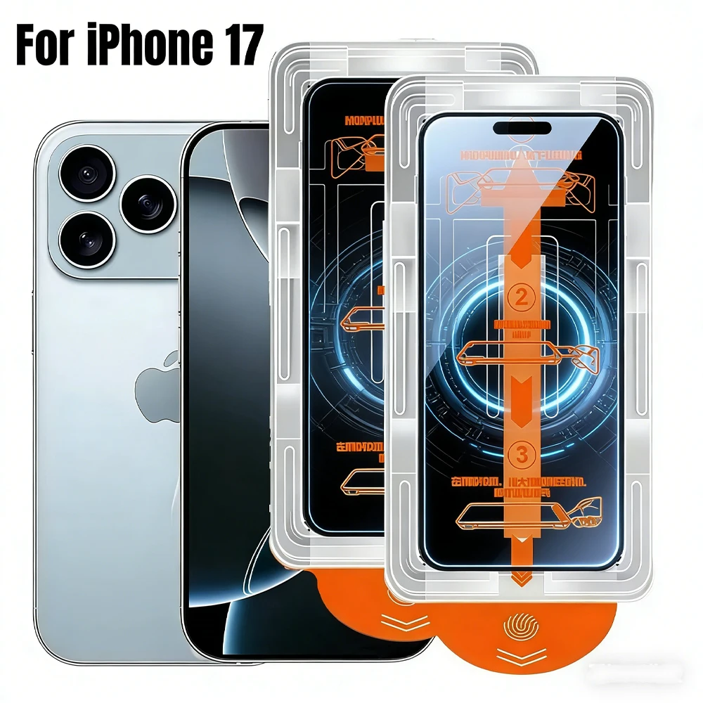 

2pcs Dust Free Easy Installation Screen Protectors For iPhone 17 16 Pro Max Air 15 14 13 12 11 Tempered Glass Anti-scratch Film