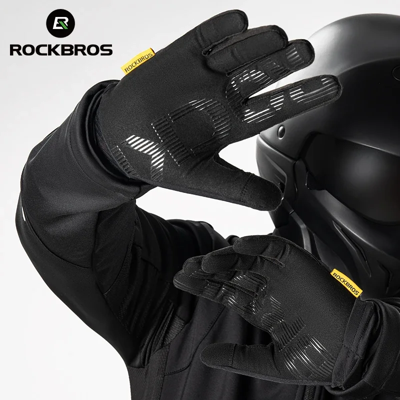 ROCKBROS Winter Gloves Touch screen Windproof Bike Cycling Gloves Full Finger Ski Non-Slip Warm Sports Motorcycle Hiking Gloves