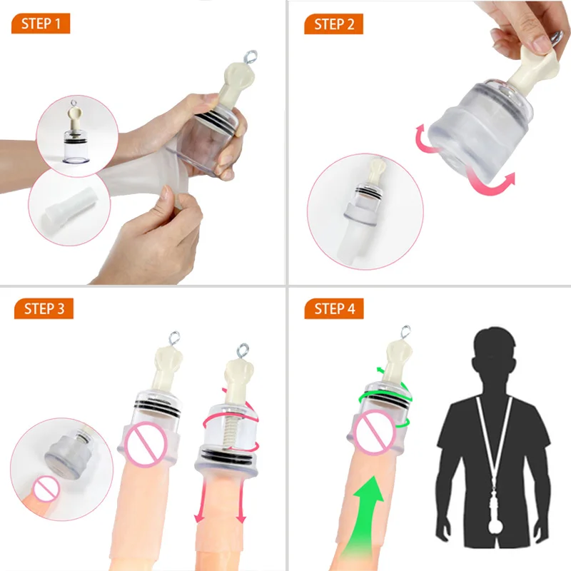 Penis Pump Enlarger Extender Physical Exerciser Sex Toys Men Dick Bigger Enhance Belt Hanger Vacuum Cup Trainer Male Masturbator