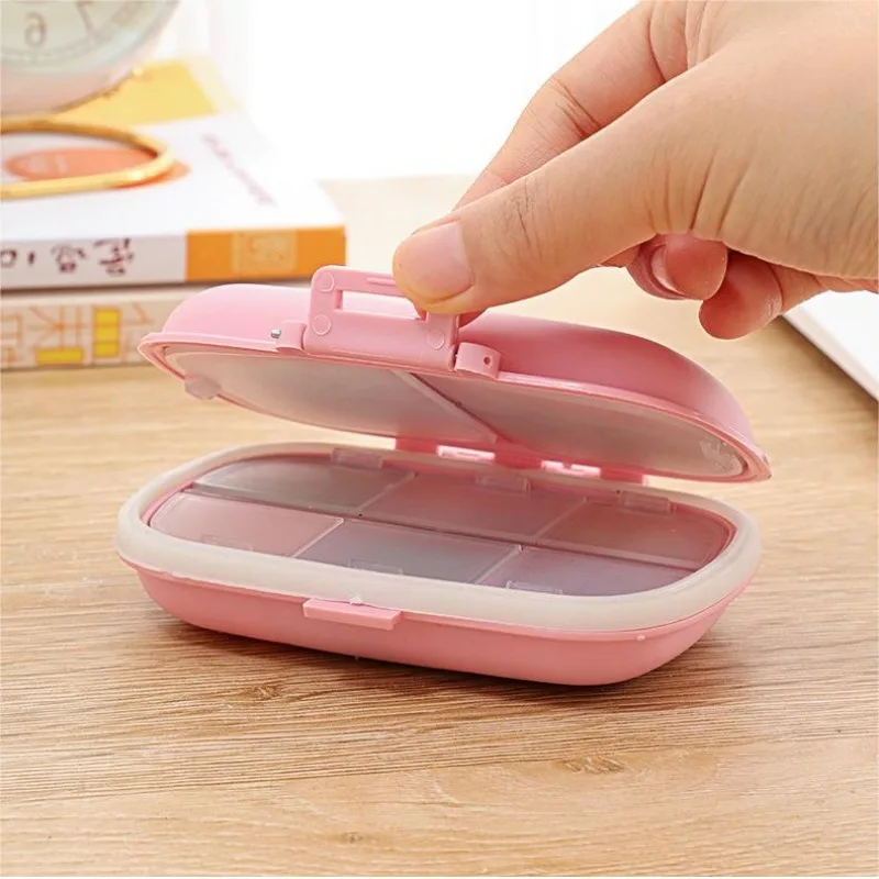 1PC Portable 8-compartment Sealed Pill Box Moisture-proof One-week Pill Box With Cover Double-layer Dispenser Medicine Box