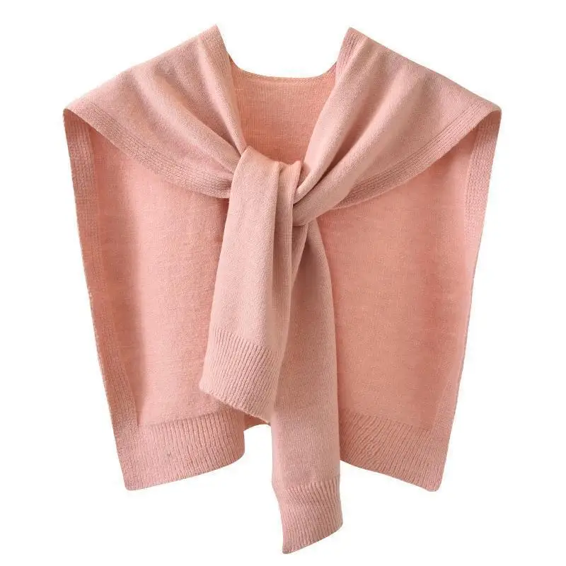 Multi-Color Knitted Shawl For Women Outer Hitch Kanji Solid Color Hitch Shoulder Thin Section Cardigan Knot Fake Collar Scarfs