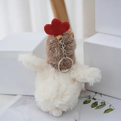 New Funny Plush Chicken Egg Laying Hens Keychain Cartoon Animal Chicken Pendant Car Keyrings Creative Bag Hanging Decorations