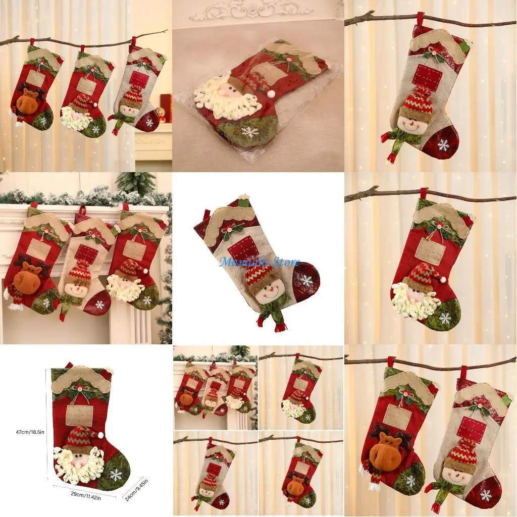 

U2JC Family Holiday Gift Bags Cheerful Cartoon Theme Sturdy Washable Fabric