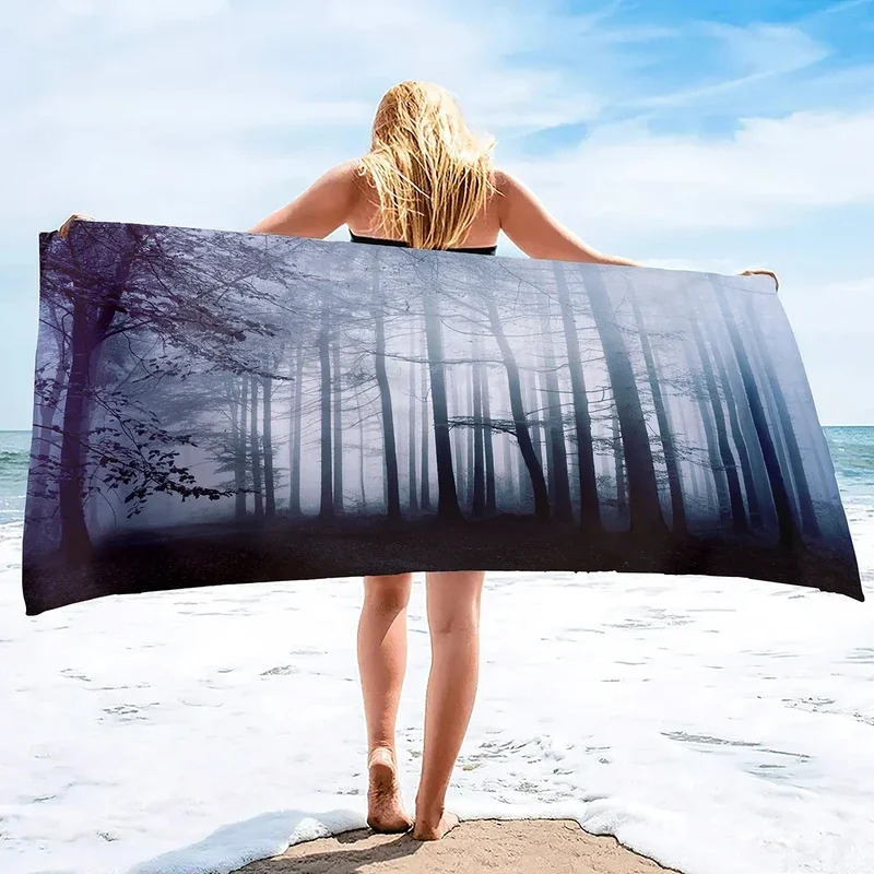 Mystery Forest Beach Towel Tree Bath Towel Bathroom Travel Sport Kitchen Hand Towels Microfiber Shower Quick Dry Swimming Cover