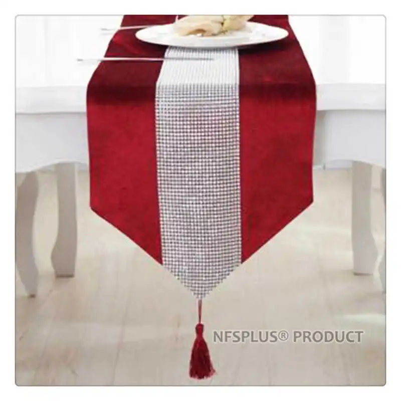 Home Decorative Table Runner Covers For Dinning 30x210cm Red Champagne Diamond Tablecloth Place Mats For Party Christmas Wedding