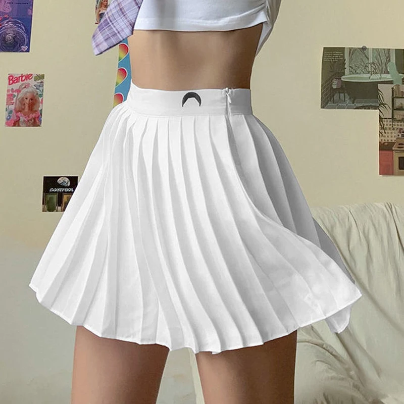 Sexy Korean Fashion Women High Waist Vintage Pleated Skirt Summer Casual Kawaii Girls Mini Short Skirts White Black Y2K Harajuku