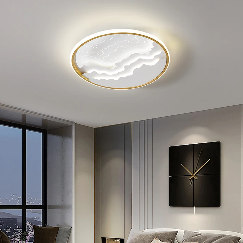 

Minimalism Bedroom Ceiling Lamp Log Wind Landscape Living Room Study Nordic Creative LED Art Decorate Light With Remote Control