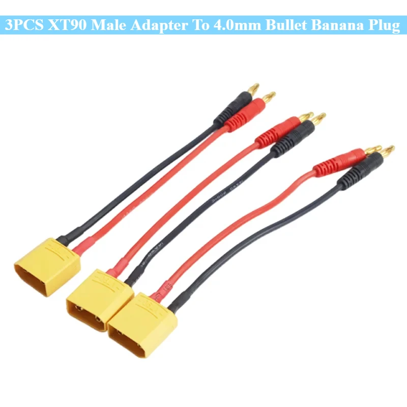 3 uds 4,0mm Bullet Banana Plug a XT90 adaptador macho 15cm 14AWG Cable de silicona para RC Lipo batería Imax B6 línea de cargador DIY