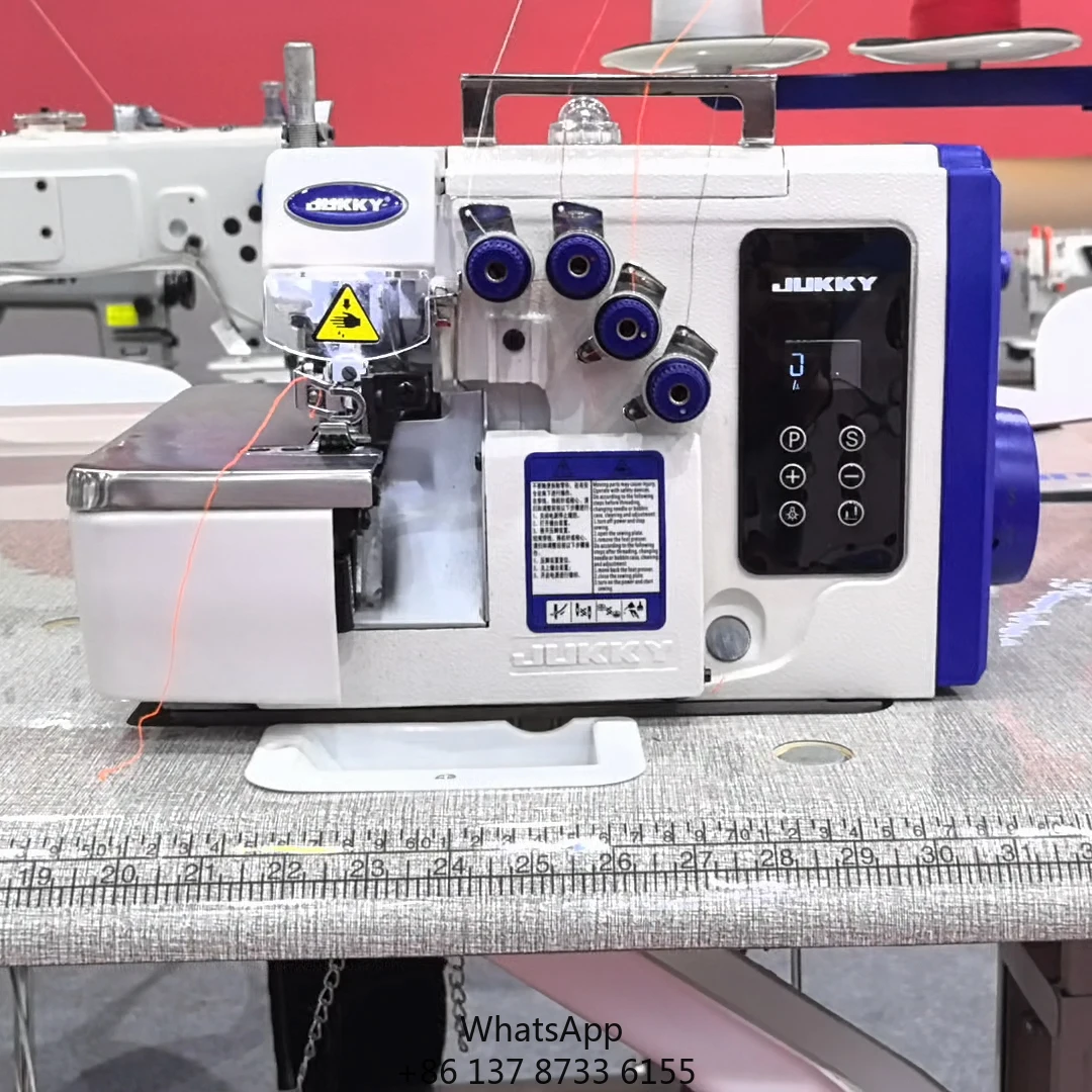 JK-747DX New Design Overlock Machine Hot Blue Direct Drive High Speed Industrial Overlock Sewing Machine 4 Thread JUKKY