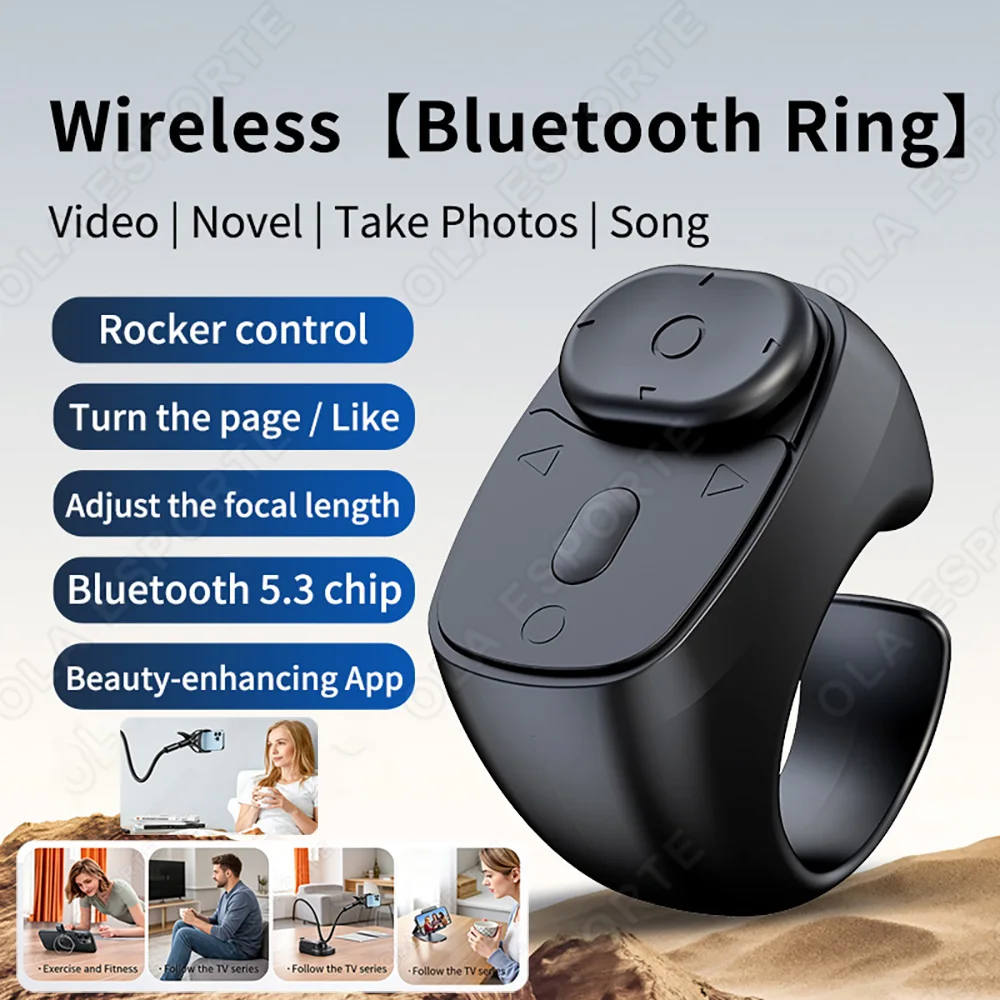 New Remote Control Bluetooth Page Turning Ring Remote control Camera Multifunction Ring Compatible with iPad IOS Android Phones