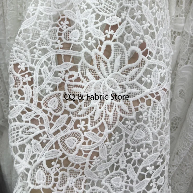 Water Soluble Milk Silk Lace Heart-shaped Hollow Embroidery Clothing Embroidered Lace Fabric Designer Fabric