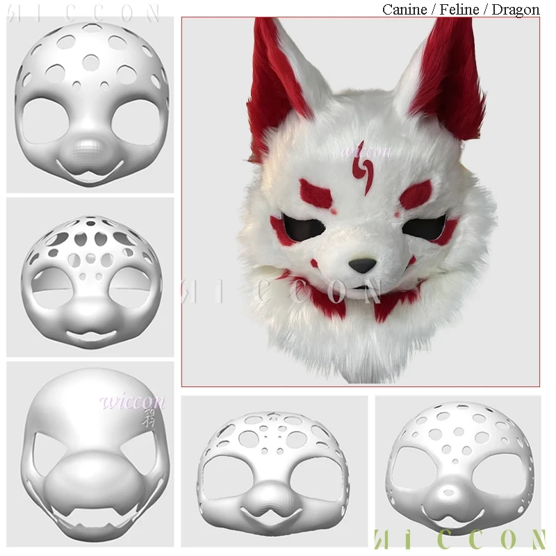 combinaison-d'animaux-tetes-de-crane-longue-museau-pieces-en-fourrure-coquilles-de-crane-imprimees-masque-felin-canin-accessoires-de-bricolage-a-l'arriere-de-la-tete