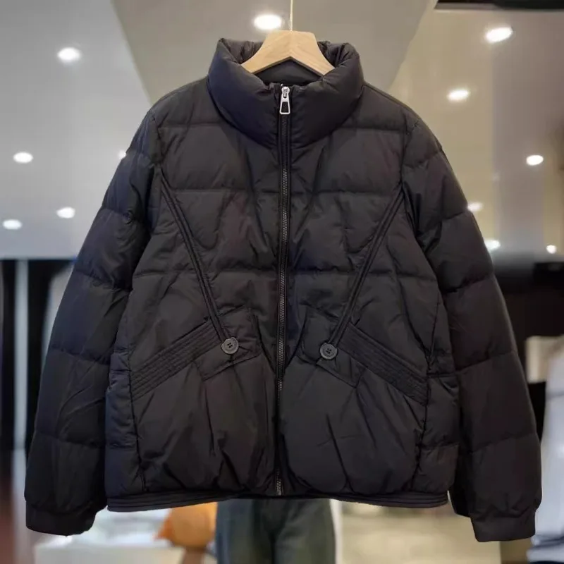 Women's Korean style Lightweight Down jacket Outerwear New style Short style Fashionable Stylish Loose fit Stand-up collar