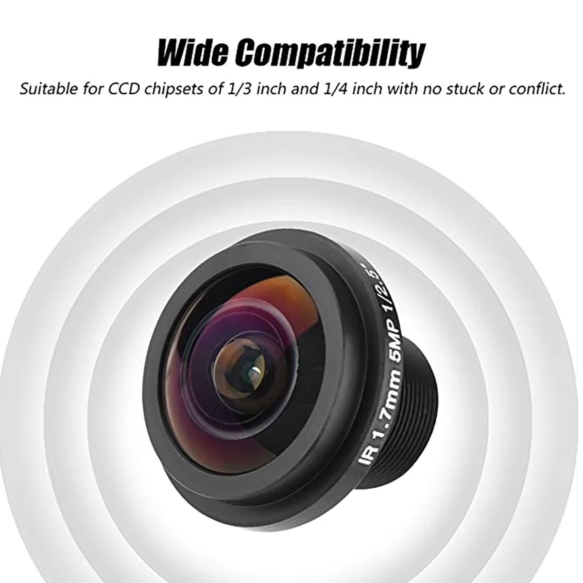 5MP Fisheye Panoramic Lens 1.7Mm F1:2.0 1/2.5 Security Surveillance Camera Lens 185° Wide Angle Lens