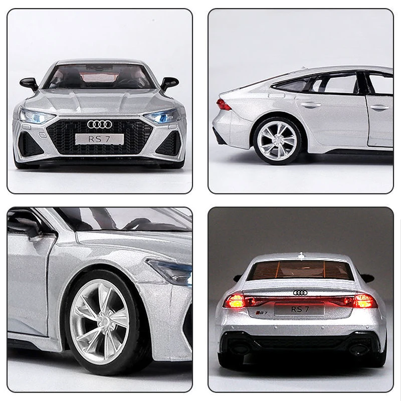 1/35 RS7 Diecast Car Models Toys Alloy Material Pull Back Scale Vehicles Models with Sound Kids Birthday Gifts Toys for Boys