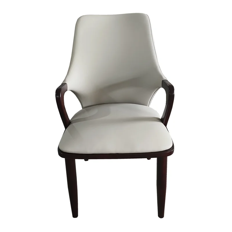 

Nordic Modern Simple Nordic Solid Wood Soft Bag Backrest Dining Chair Home Hotel Box Restaurant Club Chair Leather PU
