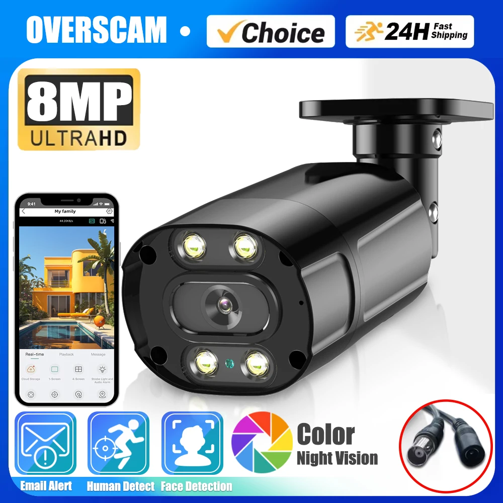 8MP 6-in-1 TVI AHD CVI CVBS Outdoor Video Surveillance HD Weatherproof 1Color Night Vision Home Security Bullet CCTV BNC Camera