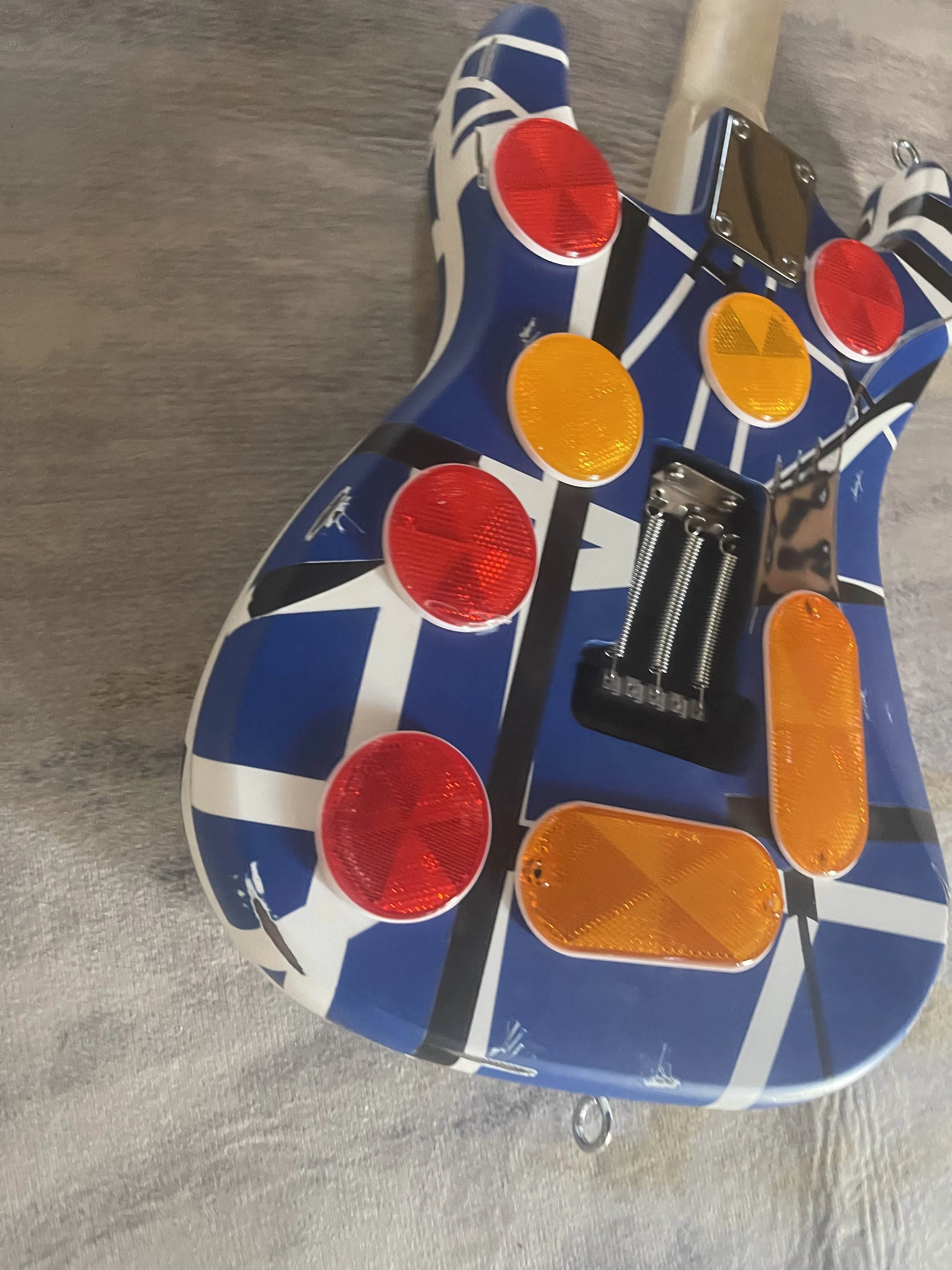 Blue White Abstract Geometric Striped STS Electric Guitar Double Lock Tremolo System HH+SSS Mixed Pickups Rock Free Shipping view 6