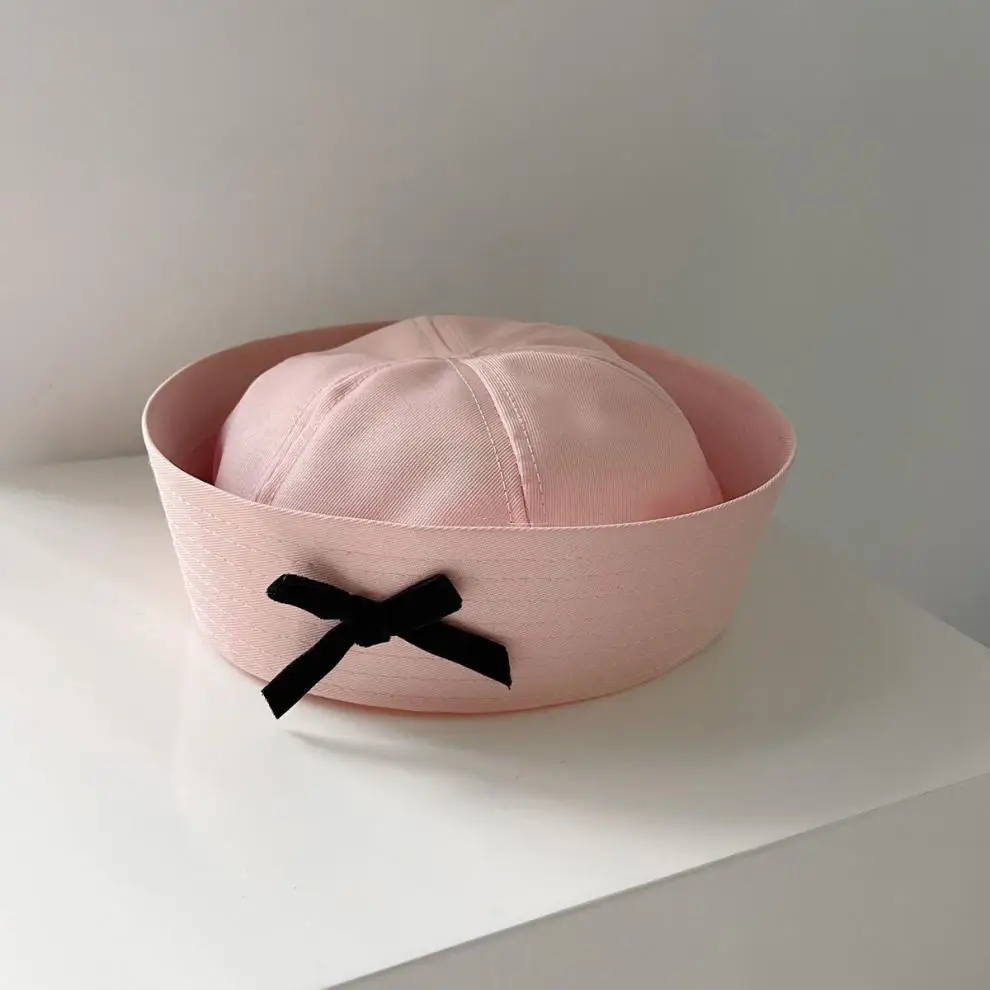 Fashion French Hat Leather Classic Slouchy Baker Bow Navy New Headwear Cap Swee Cute Flared Versatile Beret Women Summer 2M21