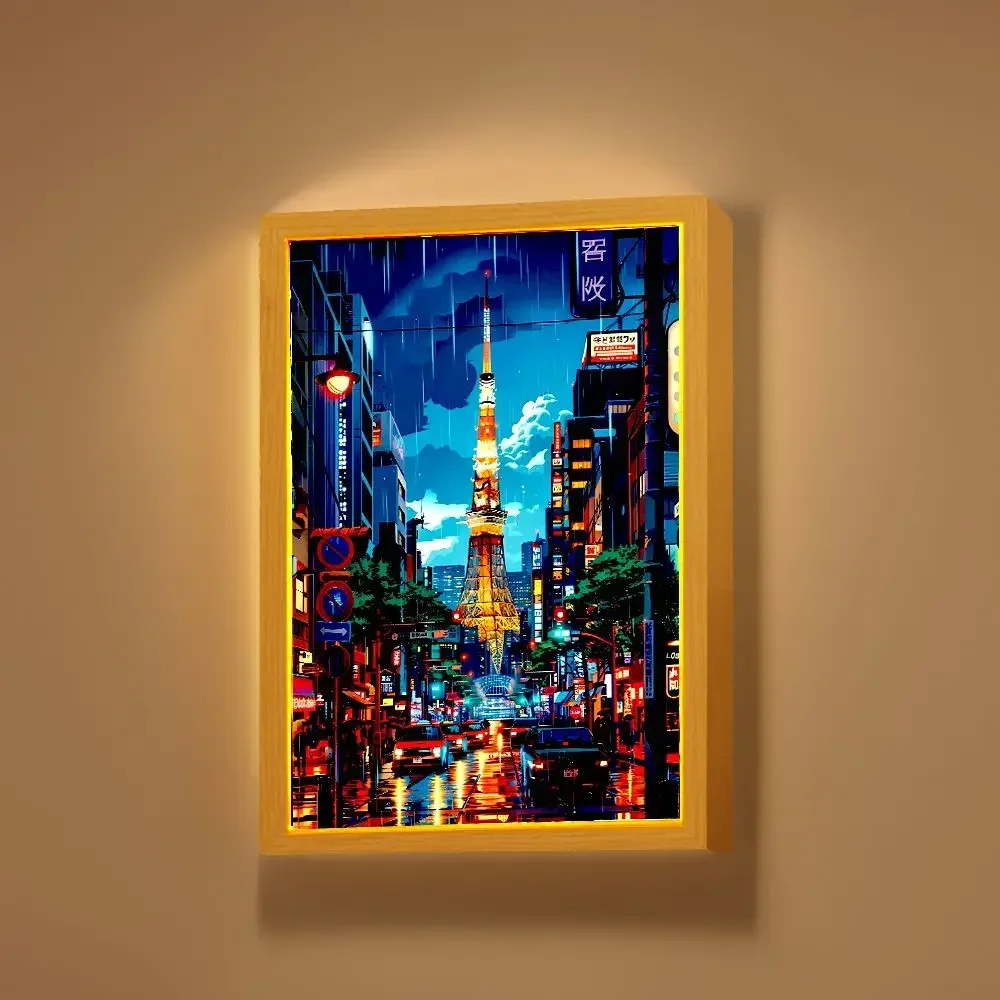 Beautiful City Tokyo Japan Light Painting Photo Frame Led Night Light Lamps Bedside Table Home Decorate Friend Gifts Moon Lamp