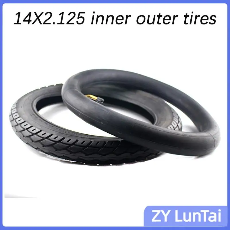 14 Inch Tire 14x2.125 Outer Tyre Inner Tube for Electric Scooters Folding Bike Baby Carrier,bicycle Wheels