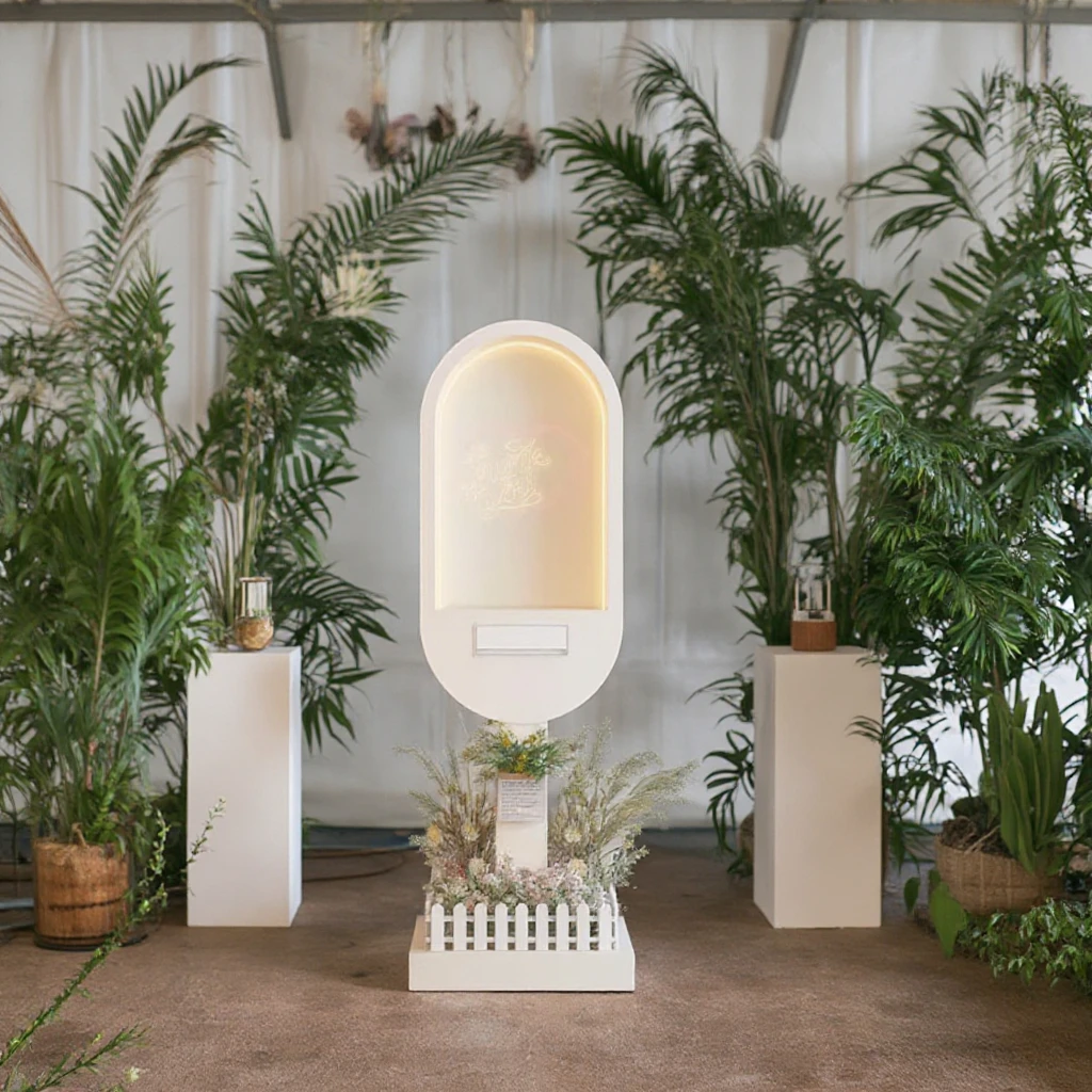 Modern White Custom Logo Outdoor Wedding Party Decoration Fast Shipping Metal Phone Booth Audio Video Cordless Phone
