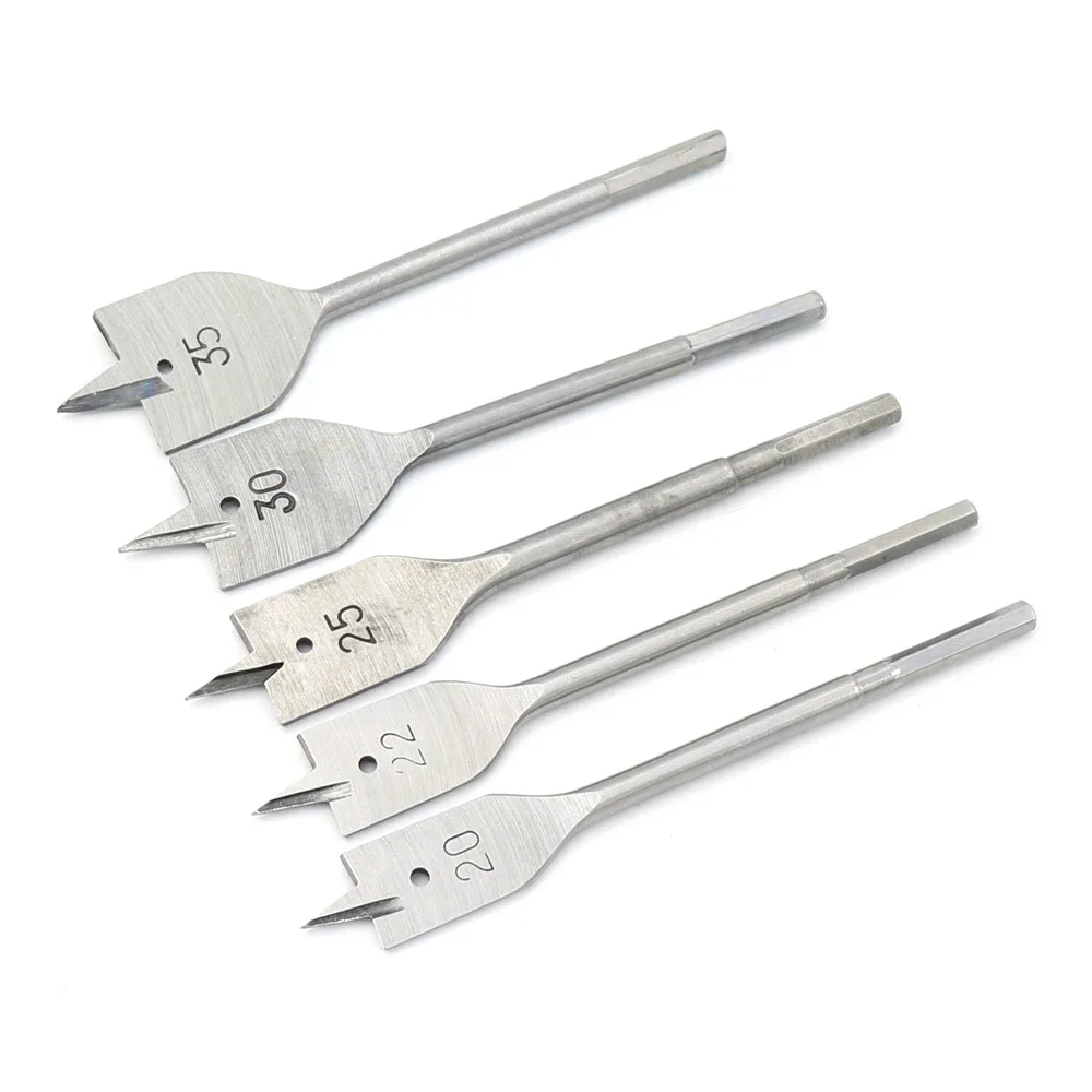 Set mata bor Spade datar pekerjaan kayu, alat pemotong Shank Hex 1/4 "13 buah 6-35mm