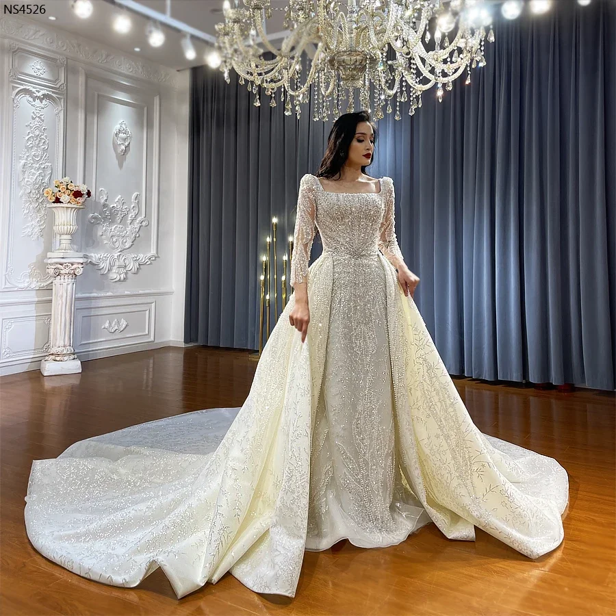 Customized Luxury Detachable Skirt Crystal Mermaid Luxury 2 in 1 Wedding Dress Amanda Novias