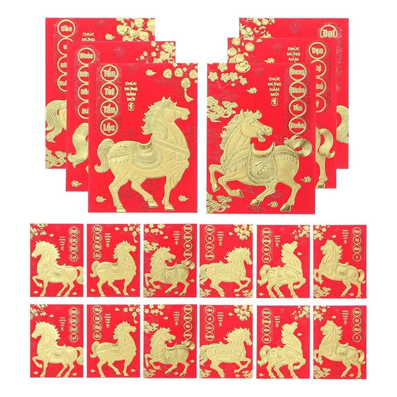 

Lucky Money Envelopes 120Pcs For Chinese Lunar New Year 2026 Year Of The Vietnamese Horse Pocket Style