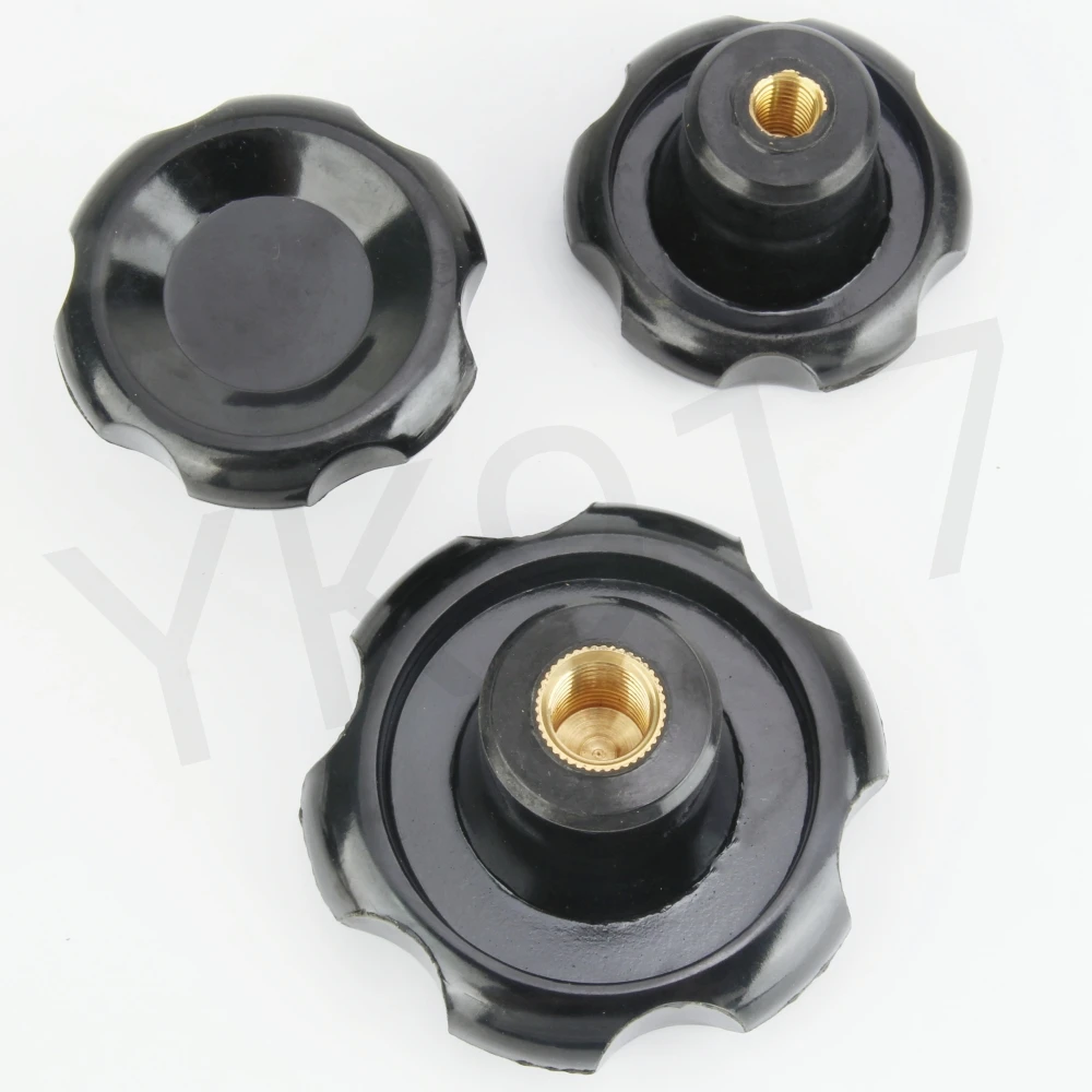 YK917 Bakelite Injection Molded Copper Core Knob Internal Thread Corrugated Handle For Mechanical Equipment