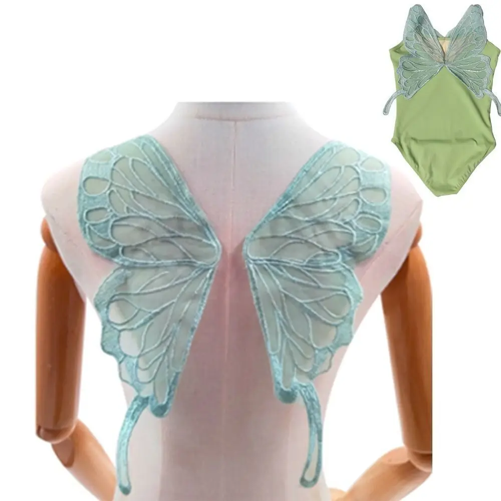 Parche de alas de mariposa de Organza de malla, tela de poliéster de alta calidad, pegatinas de ropa decorativas DIY, Parche de alas 3D